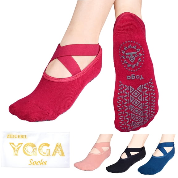 NCQ 4-Pack Professional Yoga Socks for Women - Pilates Grip Socks for Barre, Dance, Plasticity, Home, Studio - Fits US 5-10