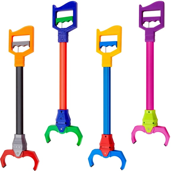NCQ 4 Pcs Interactive Grabber Claw Robot Arm Pack Reacher Pickup Tool and Hand Eye Coordination Play, 18 Inch (Multicolor)