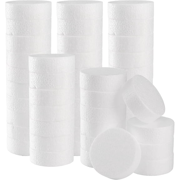 NCQ 48 Pack Foam Circles for Crafts, 3 Inch Polystyrene Foam Discs, Round Craft Foam for DIY Arts, Sculpture, Modeling, Kids Class, Floral Arrangement
