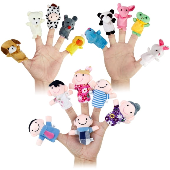 NCQ 6 PCS Family Finger Puppets for Toddlers 1-3 - Interactive Educational Animal Finger Puppets for Storytime, Playtime, and Learning - Safe, Soft Plush
