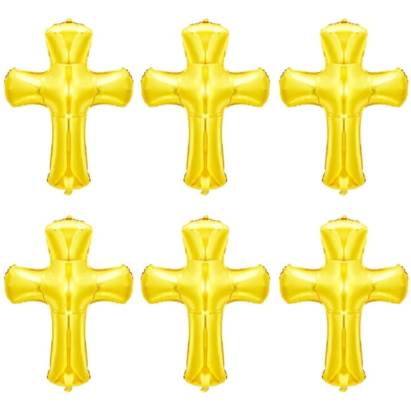 NCQ 6 Pcs 34 Inch Cross Balloon Jumbo Baptism Large Memorial Balloons Communion Christening Religious Foil Party Balloon for Xmas Home Outdoor Decorations(White)
