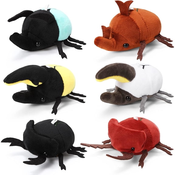 NCQ 6 Pieces Simulation Beetle Plush Toy 4 Inch Small Beetle Bug Stuffed Animal with Bead Chain Hanging Insect Plush Stuffed Soft Crustaceans for Boys Girls Birthday Animal