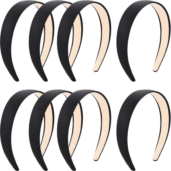 NCQ 8 Pcs Satin Headbands for Women 1 Inch Wide Headband Bulk Non Slip Fashion Hair Bands Plain Ribbon Comfortable Accessories DIY Holiday Costume Hair Accessories for Ladies Girls(Multicolor)