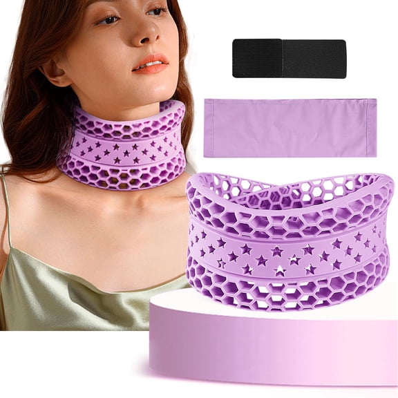 NCQ Adjustable Silicone Neck Brace for Neck Pain and Support, Soft Breathable Cervical Collar for Sleeping, Portable Cervical Spine Pressure Relief Neck Wrap Collar for Keep Vertebrae Stable (Gray)