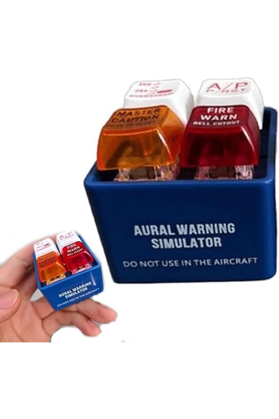 Aircraft Aural Warning Simulator Keychain, Master Caution and Fire Warning Buttons, Aviation Enthusiast Gift, 2.36 x 1.57 in