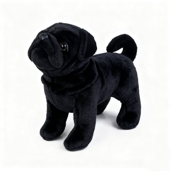 NCQ Brown Pug Dog Stuffed Animal, 12 inch Pug Dog Plush Toy Lifelike Dog Stuffed Animals for Birthdays, Christmas, and Home Decor (Brown)