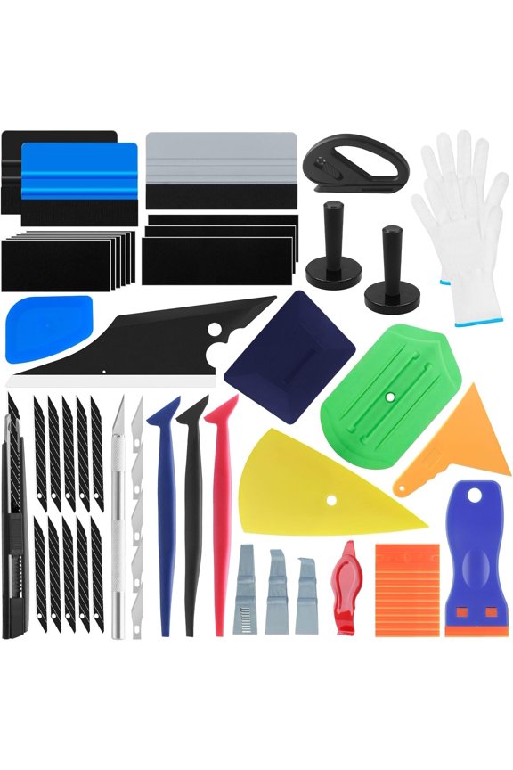 Car Wrap Tool Kit Vehicle Wrapping Tools Vinyl Wrap Applicator Tool Kit Window Tint Tools with Gloves & Vinyl Wrap Magnetic Holder for Car Wrapping, Window Tinting