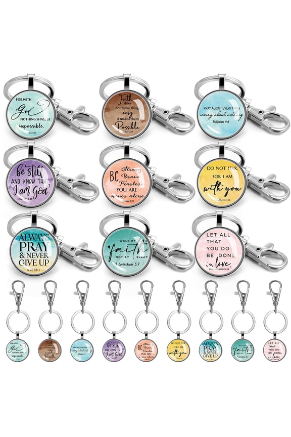 Christian Keychain Bulk for Women Men Bible Verse Religious Scripture Quote Inspirational Key Rings Gifts for Father