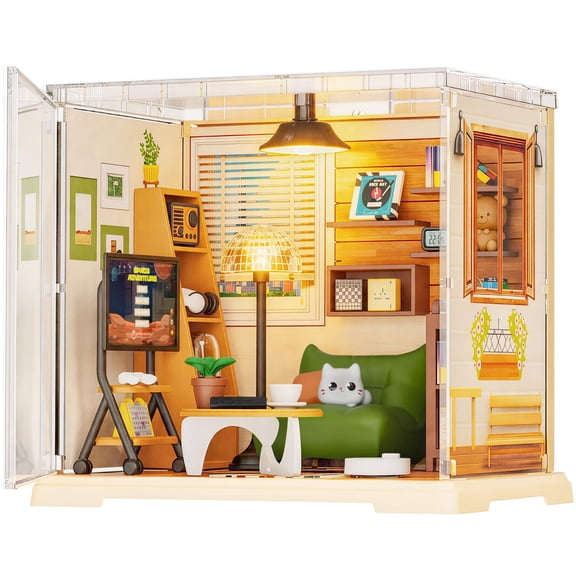 NCQ Coffee Shop Mini Model Kits with LED, Make It Miniature Cafe Store, DIY Miniature House Kit for Adults Teens and Beginners to Build, Mini Dollhouse Kits, Gift for Friends and Hobbies
