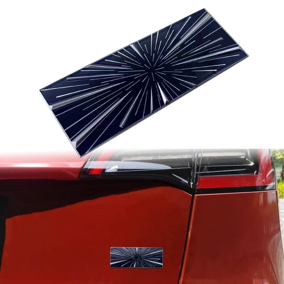 NCQ Dual Motor Badge Emblem Sticker Plaid Decor Compatible for Tesla Model 3 Y X S Accessories (Matt Black-Black Line)