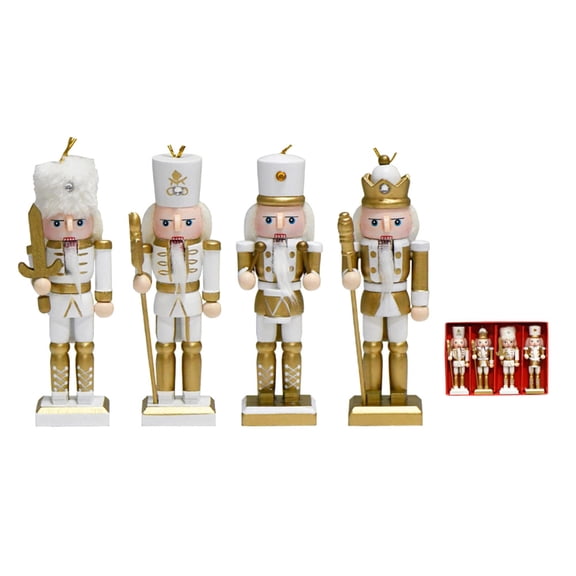NCQ Easter Nutcracker Ornaments Set, Wooden Christmas Nutcracker Soldier Figures Decorative Collectible Nutcracker 5 Inch Mini Nutcracker Figurines Christmas Tree Hanging Decorations - 5pcs Macaron
