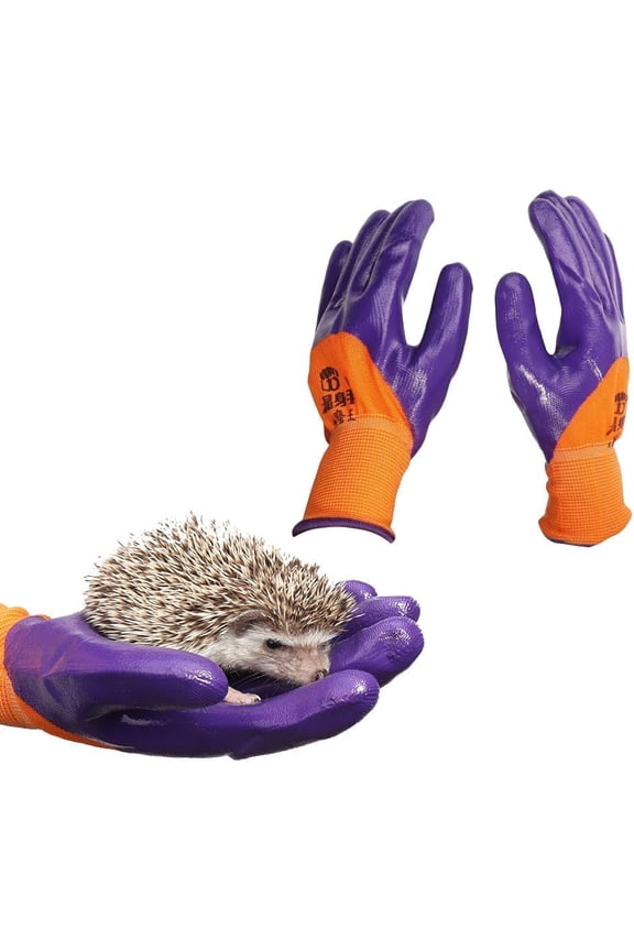 Hedgehog Gloves Anti-Scratch Small Animal Safe Touch Handling with Coating for Bird Hamster Sugar Glider Reptiles- Free Size Interactive Protection