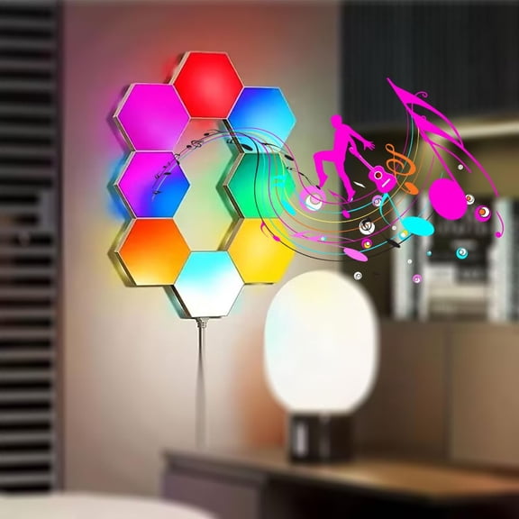 NCQ Hexagon Lights, Smart LED Wall Lights with Remote, 13 Colors Touch-Sensitive DIY Modular Assembled RGB Wall Panels, Hex Light with USB-Power for Autism, Game Room Decor, Party (6-Pack)