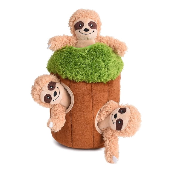 NCQ Interactive Squeaky Dog Toys Plush Sloth Dog Toy, Stuffing Woodland Friends Burrow, Squeaky Plush Dog Toy for Small Medium Large Dogs (Large)