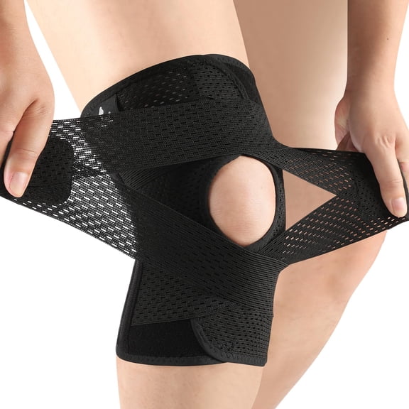 NCQ Knee Brace for Knee Pain, Compression Knee Support with Air Mesh Fabric, Adjustable Knee Wrap with Side Stabilizers, Ultra-Soft Bandage for Elderly, Meniscus Tear, ACL, Arthritis Relief, Walk
