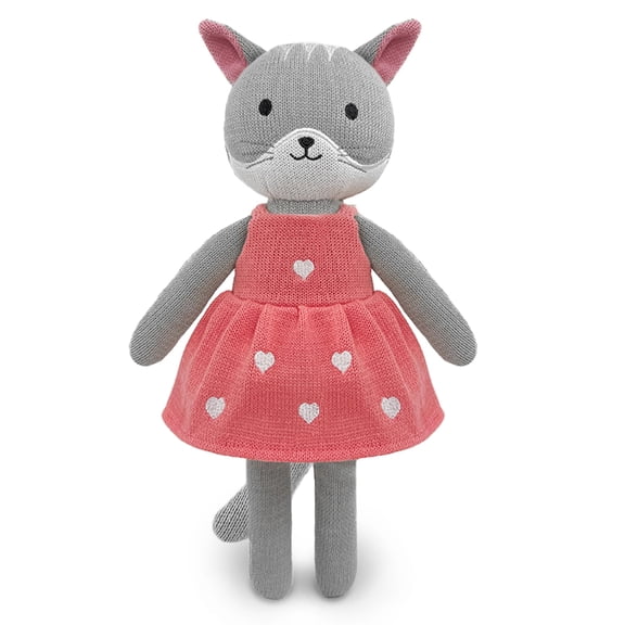 NCQ Knitted Cat Stuffed Animal,11 Inch Stuffed Animal Plush Cat Cute Animal Cat Toy for Kids,Soft Cat Toy Plush Knitte Stuff Animal Birthday