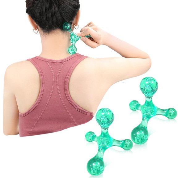 NCQ Manual Trigger Point Massage Tool, 2 Pcs 4 Knob Massager Deep Tissue Manual Massager Pressure Point Palm Massage Tool Handheld Back Massagers for Muscle Pain Stress Relief (Blue)