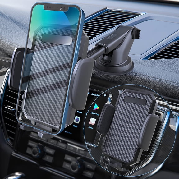 NCQ Phone Mount for Car, [ Off-Road Level Suction Cup Protection ] 3in1 Long Arm Suction Cup Holder Universal Cell Phone Holder Mount Dashboard Windshield Vent Compatible with All Smartphones