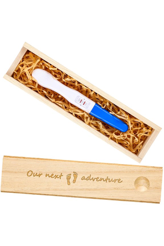Pregnancy Test Gifts Box Keepsake Box Pregnancy Announcement Boxes for Husband Grandparents Wooden Surprise Baby Reveal Test Holder for Dad Grandma Grandparents(Classic,Natural)