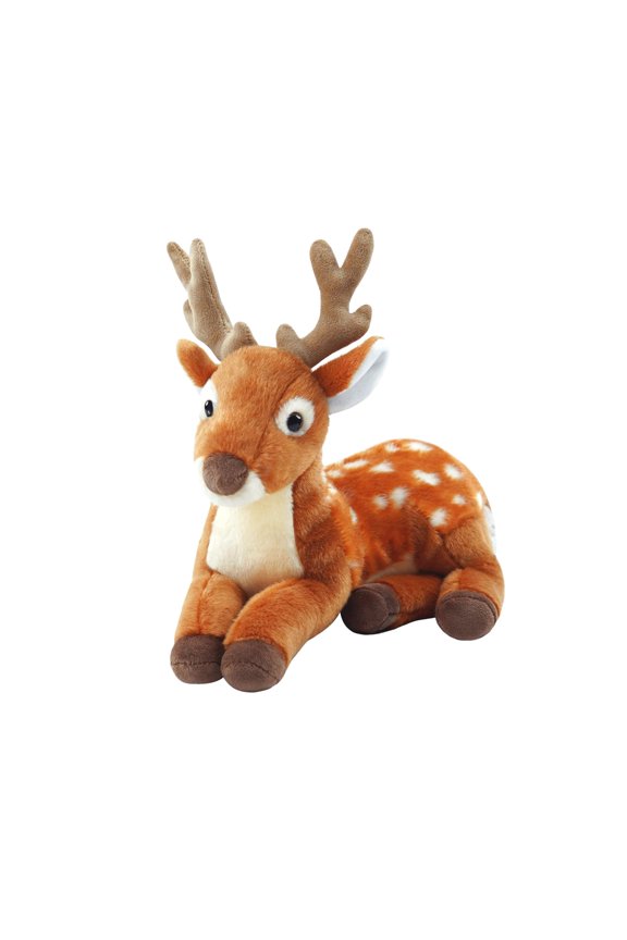 Realistic Stuffed Deer Plush - 10'' Lying Pose Female Doe with Graceful Posture, Soft Cuddly Toy for Kids & Adults, Woodland Wildlife Stuffed Animal Ideal Gift for Cuddles & Bedroom Decor