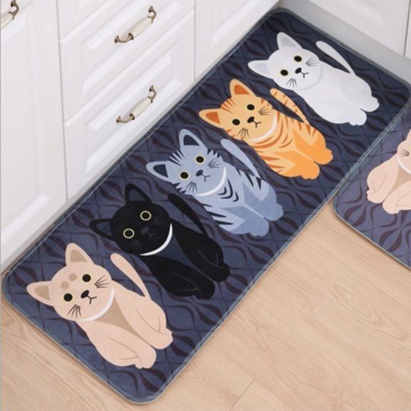 NCQ Rectangle Cartoon Lovely Cats Kitty Pattern Mat Rug for Stairway Toilet Floor Bedroom Living Room Bathroom Kitchen Home Decoration Area