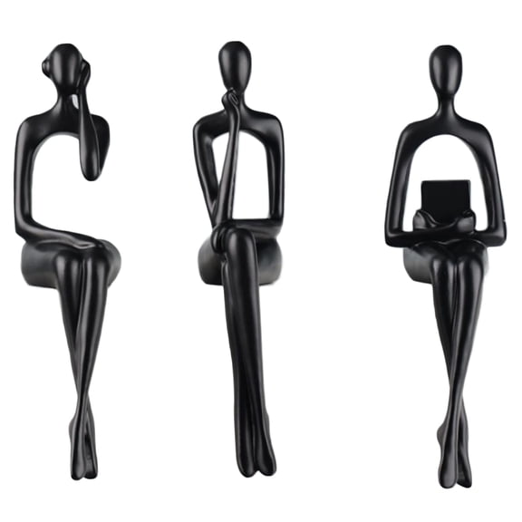 NCQ Resin Reading Sculpture Gold Decor Sitting Thinker Statue Abstract Sculptures, Bookshelf Decor Accents Resin Gold Figurines for Home Office Living Room Shelf Desktop Decor (BCD)