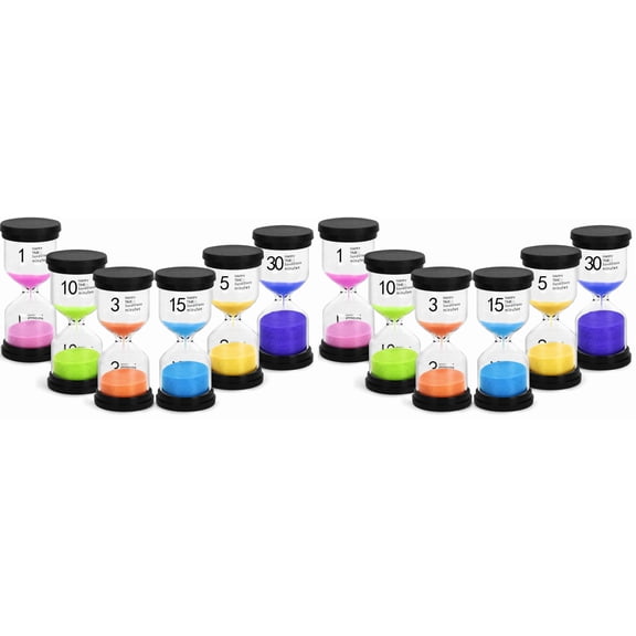 NCQ Sand Timers Set, 6PCS Colorful Hourglass Sandglass Timer 1/3/5/10/15/30 Minutes Sand Clock Timer for Games Classroom Kitchen Cooking Office