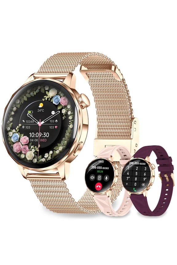 Smart Watches for Women, 1.27'' Smartwatches (Answer/Make Calls) Compatible with iPhone/Android Phones, IP68 Waterproof Fitness Tracker Watch with Sleep Monitor, 100+ Sports Modes (Silver)