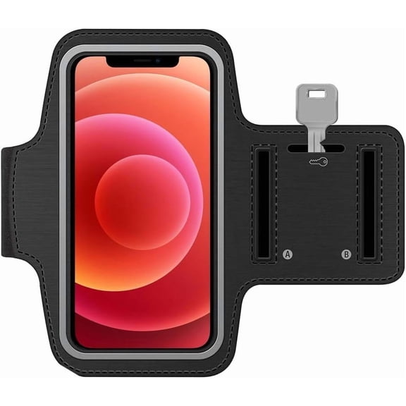 NCQ Sports Armband Compatible with iPhone 17/17 Pro Max/16/16 Pro/15/15 Pro Max/14/14 Pro Max/13/13Pro/13 Pro Max/12/12Pro/12 Pro Max/11-6.8" (Black) Soft Stretch Reflective Adjustable