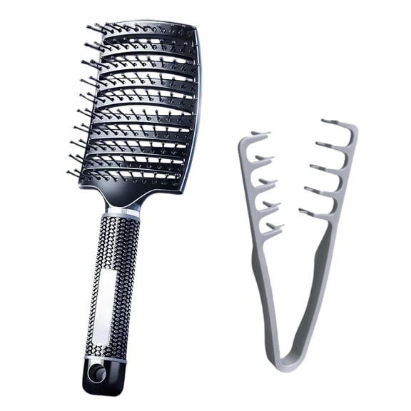 NCQ Textured comb, wide-tooth volumizing comb, unisex styling comb, soft texture, lifts hair roots, creates voluminous bangs, non-slip ABS handle (Gray + Black)