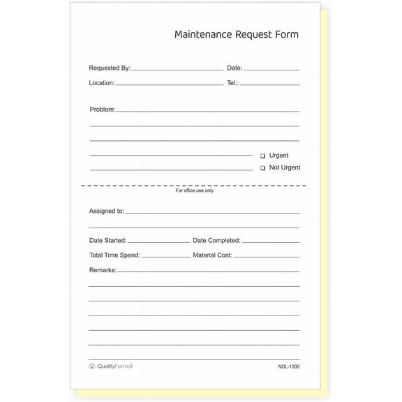 NCR Carbonless Maintenance Request Forms 2 Part, 100 Sets