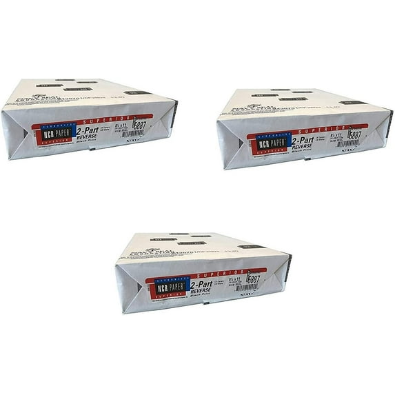 NCR Paper, 5887, Collated 2 Part White, Canary, Letter Size Carbonless Paper Appleton, 250 Count 3 Pack