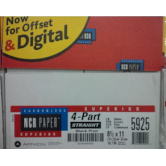 NCR Superior Carbonless Paper, 4-part Straight Collated, 8-1/2 x 11 inch, Case of 1,250 Sets 5,000 Sheets