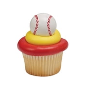 NCS 3D Baseball Cupcake Rings, White - 24 Count - 8823