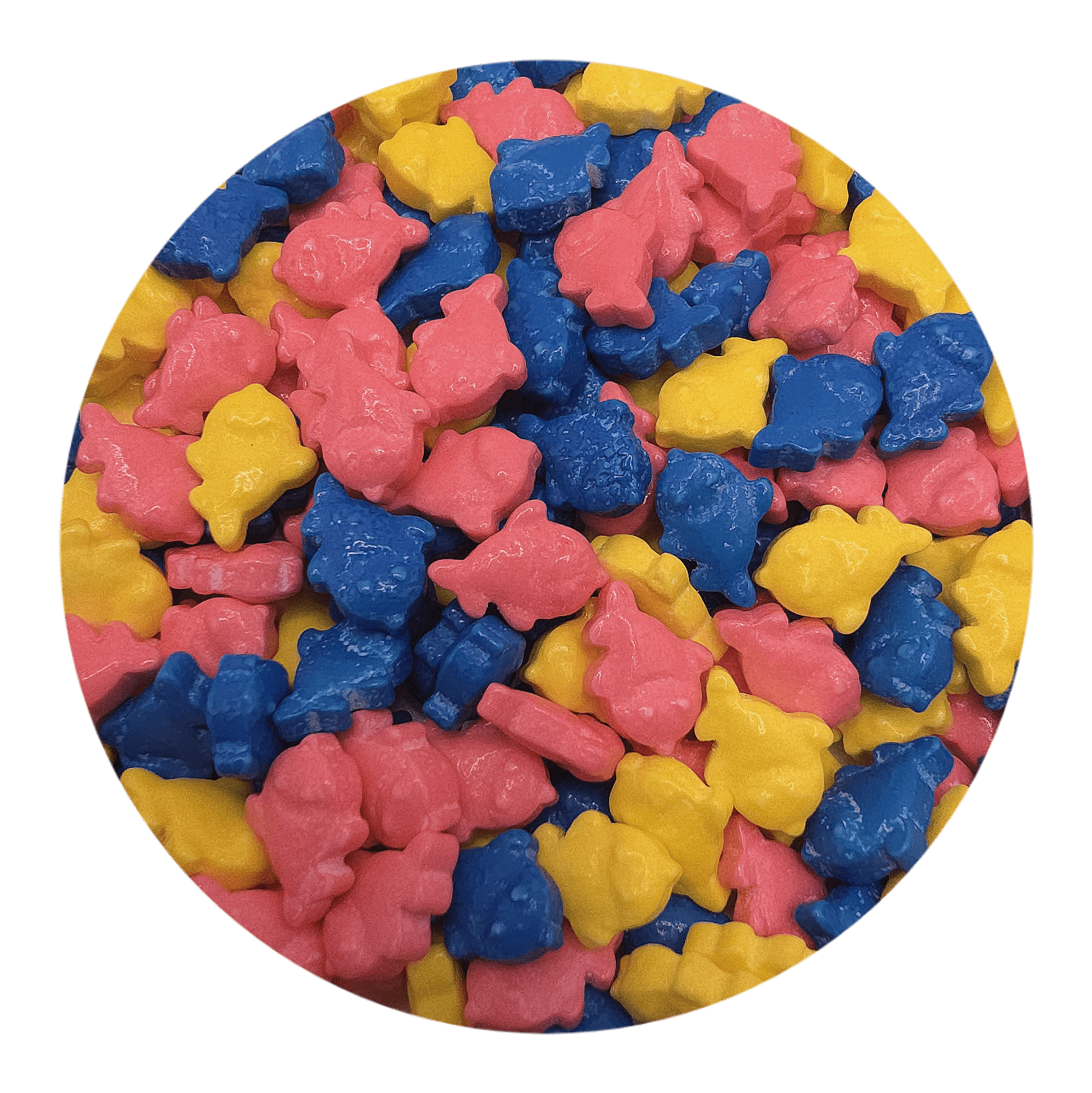 NCS Blue, Pink, and Yellow Baby Shark Edible Candy Toppers, 8 ounces - Great for cupcakes, cookies, cakes, cake pops, and party tables