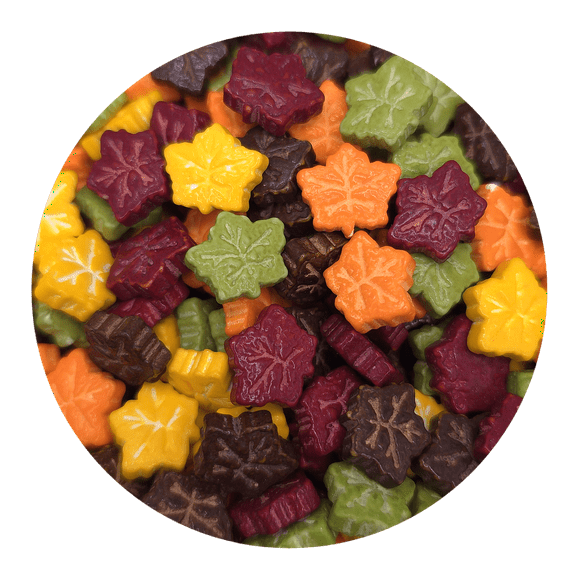 NCS Red, Yellow, Orange, Green, and Brown Fall Maple Leaves Edible Candy Toppers, 8 ounces - Great for cupcakes, cookies, cakes, cake pops, and party tables
