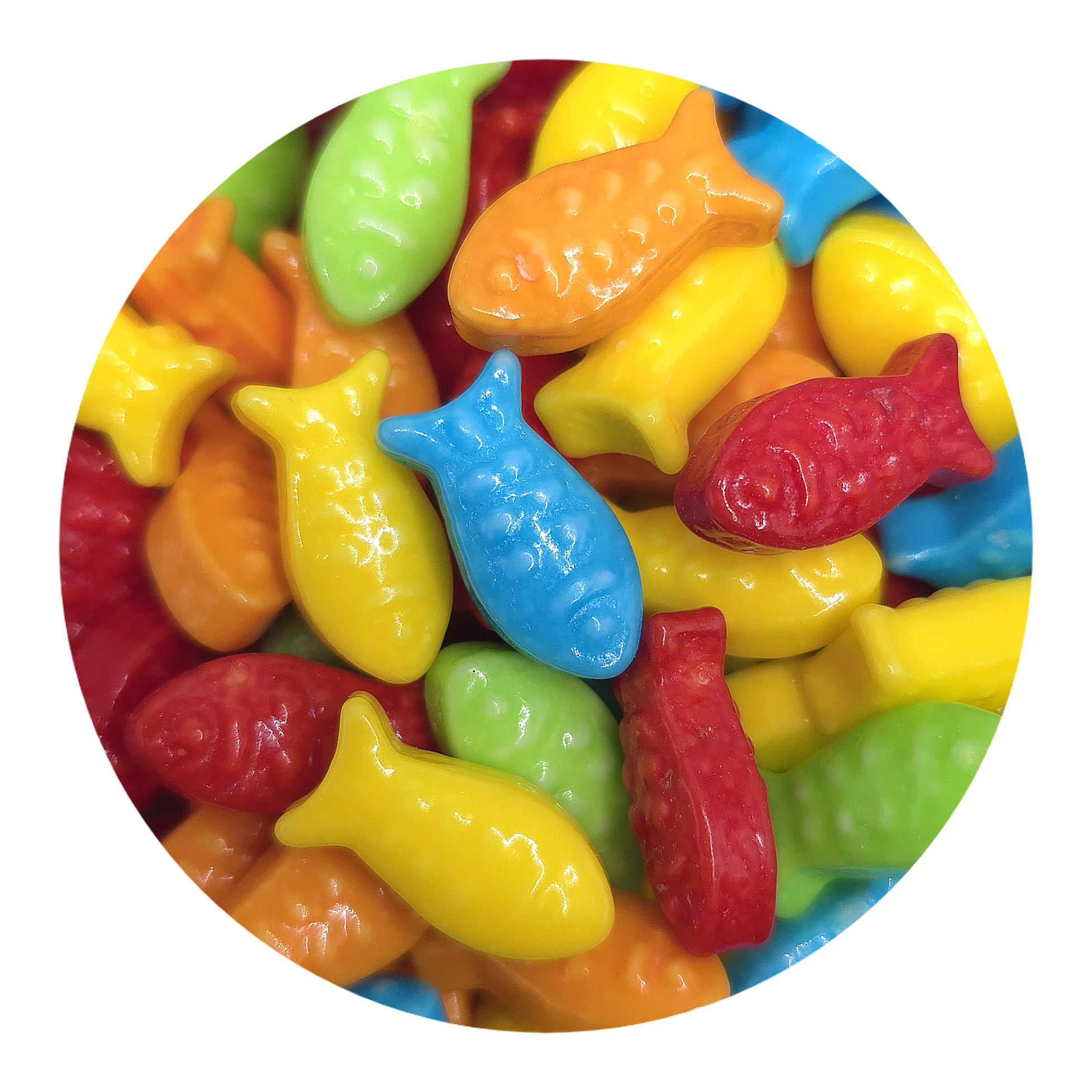 NCS Red, Orange, Yellow, Green And Blue Guppies Fish Edible Candy Toppers, 8 Ounces - Great For Cupcakes, Cookies, Cakes, Cake Pops, And Party Tables