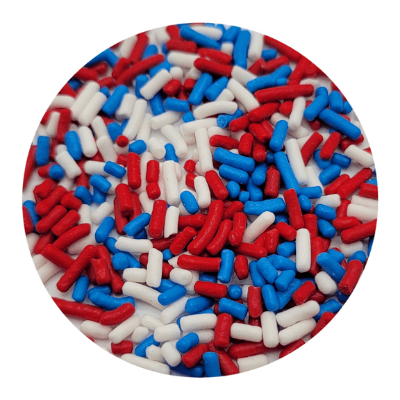 National Cake Supply 100% Edible Patriotic Sprinkles, Red/White/Blue, 8 oz