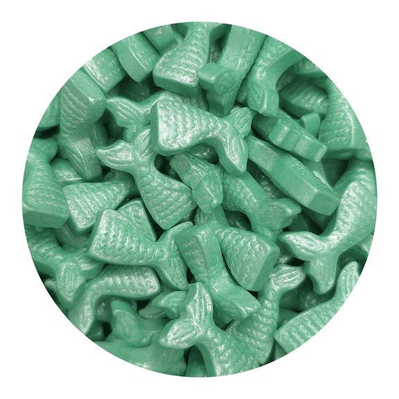 NCS Teal Mermaid Tails Edible Candy Toppers, 8 ounces - Great for cupcakes, cookies, cakes, cake pops, and party tables