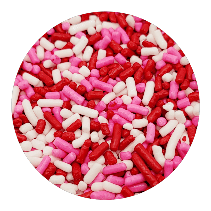 National Cake Supply NCS Valentines Day Red, White, and Pink Jimmies Edible Sprinkles, Kosher Pouch