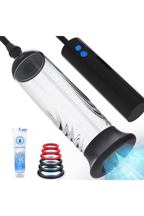 Automatic Penis Pump Kit with 3 Strong Modes, 3 Base Rings, Black