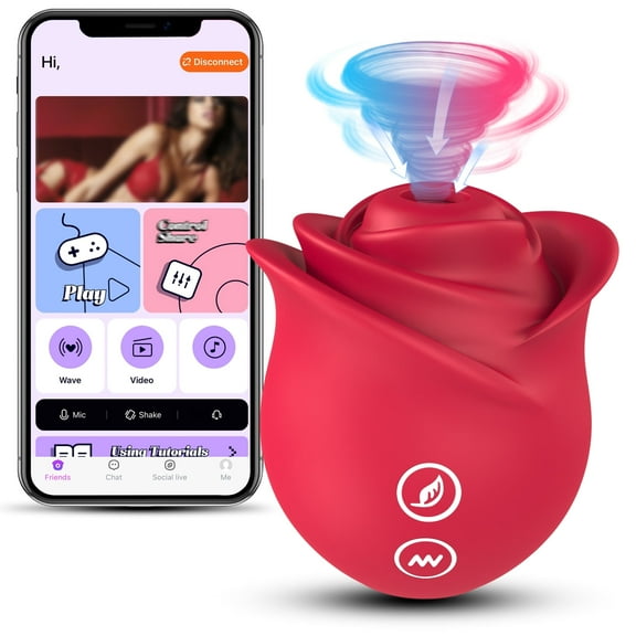 NCTTRP Rose Sex Toys Sucking Vibrator with 10 Suction Modes, App Remote Control, Suitable for Female Couples, Red