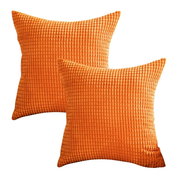 NCWSO Decorative Throw Pillows Covers Case Couch for Car Decor Home Sofa Spring Set Of 2 Corduroy Striped Cushion Covers 24X24 Inch Throw Pillow Covers for Living Room 24X24 in 2 Pack,Orange
