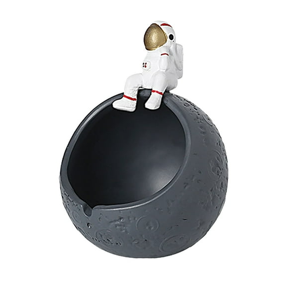 NCWSO Smokeless Ashtray for Outdoors Indoor Patio Astronaut Ashtray, Handmade Windproof Resin Ashtrays Decoration for Indoor, Grey
