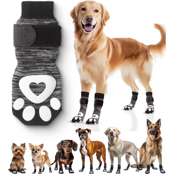 NCY Anti Slip Dog Socks for Hardwood Floors, 6 Pack | Dog Socks to Prevent Licking Paws and Add Traction | Paw Protection for Senior Dogs | Dog Booties Alternative - XL