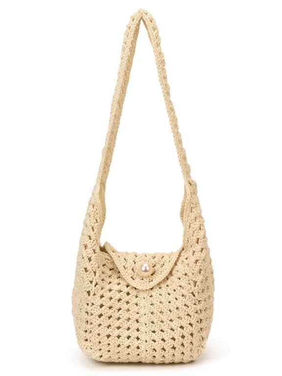 NCY Bohemia Crochet Summer Beach Bag Women Macrame Crossbody Purse Underarm Shoulder Bags Travel Vacation Tote Hobo Handbag