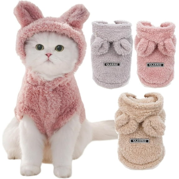 NCY Cat Bunny Ears Costume Cute Dog Kitten Hoodies Sweater Rabbit Ears Puppy Pet Apparel (Small,Pink)
