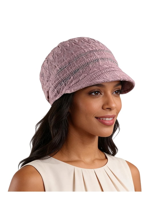 NCY Crochet Lace Slouch Newsboy Cap for Women, Breathable Cabbie Hat, Summer Fashion Headwear