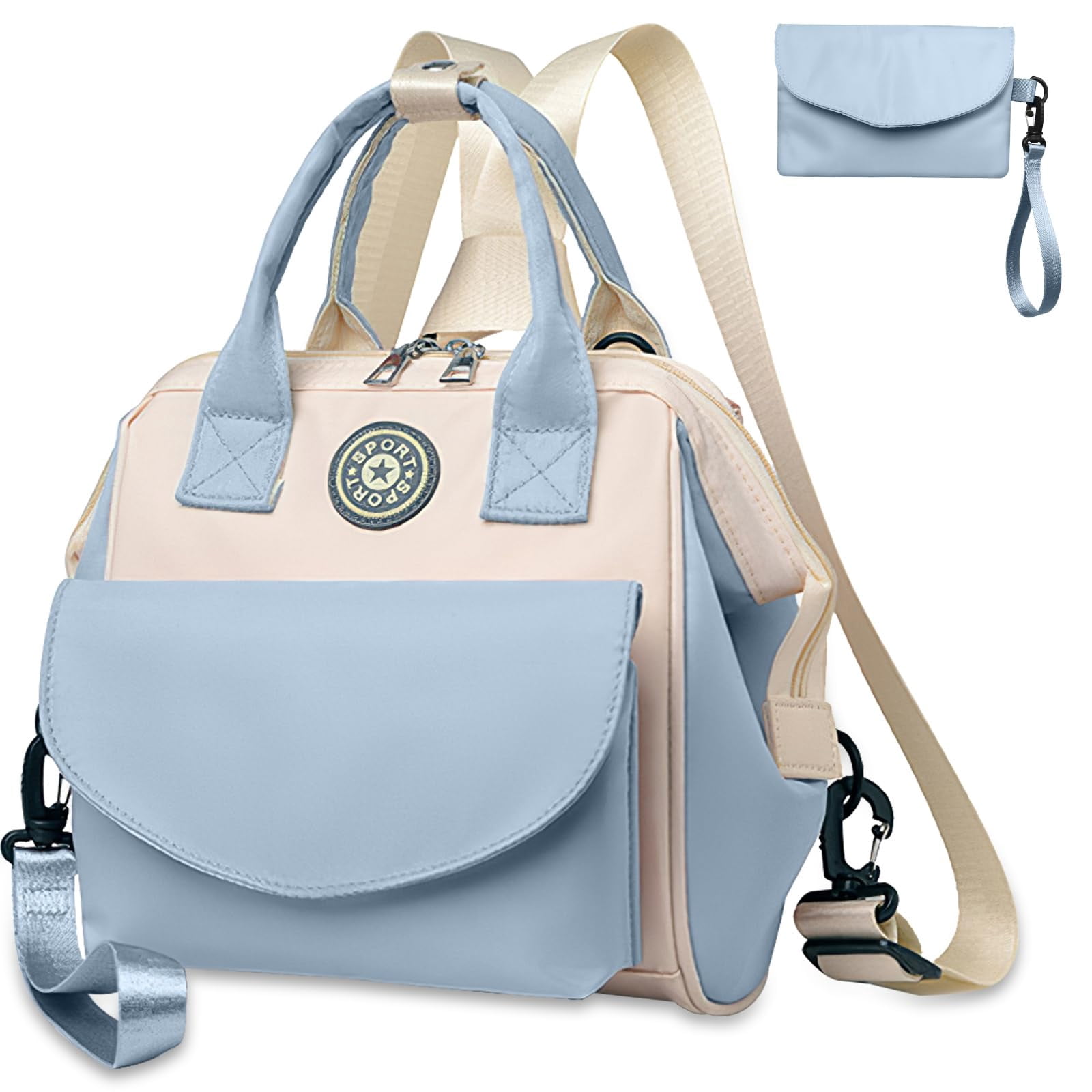 NCY Diaper Bag Tote, Baby Bag for Mom w/6 Pockets Burp Cloth Adjustable Shoulder Strap Detachable Small Bag