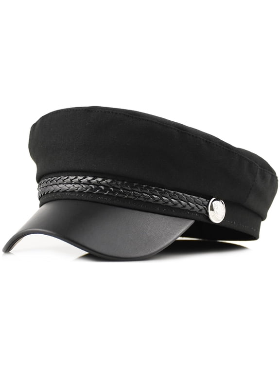 NCY Faux Leather Newsboy Hat for Women Vintage Classic Costume Beret Cap for Men Sailor Fiddler Caps